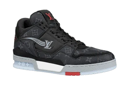 Pre-owned Louis Vuitton Men's  Trainer Eclipse Sneakers In Black/grey/red