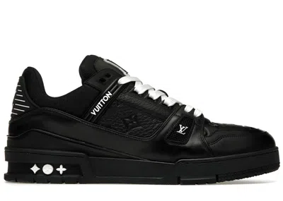 Pre-owned Louis Vuitton Men's  Trainer Embossed Monogram Sneakers In Black/white