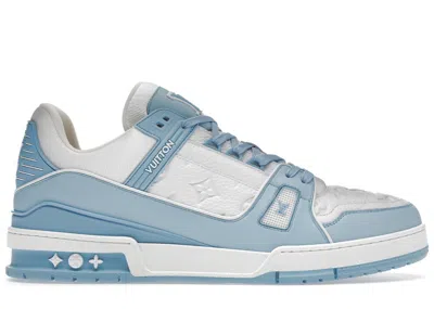 Pre-owned Louis Vuitton Men's  Trainer Low Sneakers In White/sky Blue