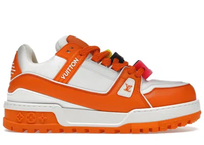 Pre-owned Louis Vuitton Men's  Trainer Maxi Sneakers In Orange/white