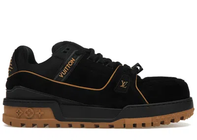 Pre-owned Louis Vuitton Men's  Trainer Maxi Suede Sneakers In Black/brown