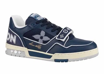 Pre-owned Louis Vuitton Men's  Trainer Mesh Sneakers In Navy Blue/white