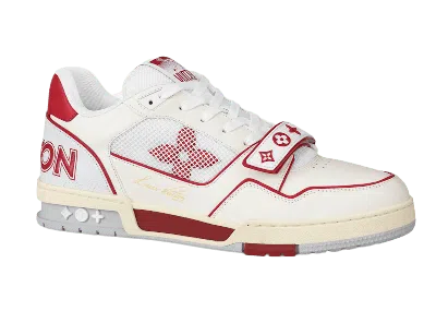 Pre-owned Louis Vuitton Men's  Trainer Mesh Sneakers In White/red