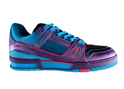 Pre-owned Louis Vuitton Men's  Trainer Metallic Sneakers In Purple/teal/pink