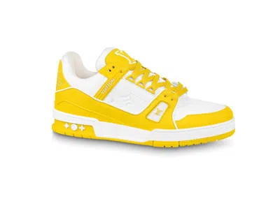 Pre-owned Louis Vuitton Men's  Trainer Monogram Sneakers In Yellow/white