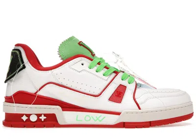 Pre-owned Louis Vuitton Men's  Trainer Neon Sneakers In Red/white/green In Multi