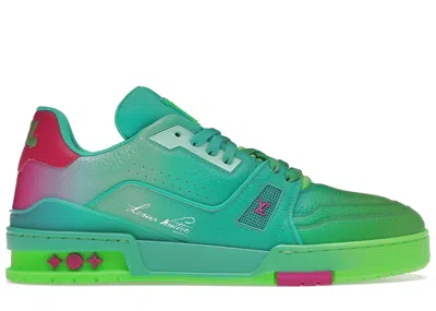 Pre-owned Louis Vuitton Men's  Trainer Ombre Sneakers In Green/teal/pink