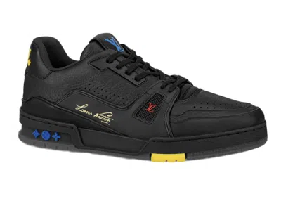 Pre-owned Louis Vuitton Men's  Trainer Signature Sneakers In Black/yellow/blue In Multi