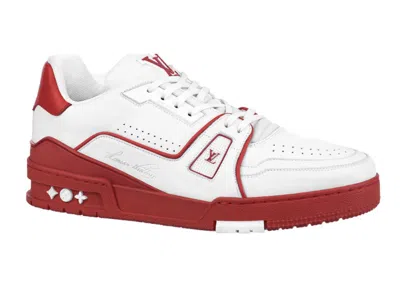 Pre-owned Louis Vuitton Men's  Trainer Signature Sneakers In White/red In Multi