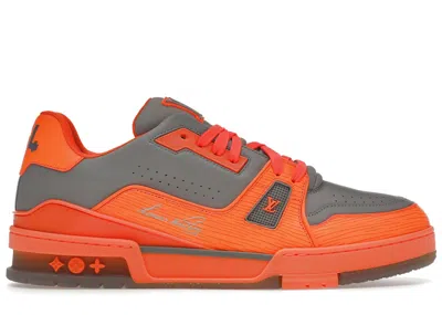 Pre-owned Louis Vuitton Men's  Trainer Sneakers In Orange/grey In Multi