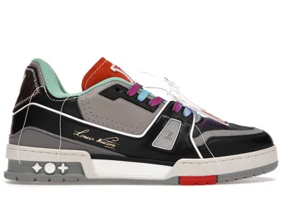 Pre-owned Louis Vuitton Men's  Trainer Ss21 Sneakers In Black/grey/blue In Multi