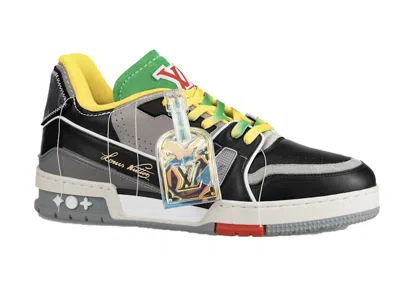 Pre-owned Louis Vuitton Men's  Trainer Ss21 Sneakers In Black/grey/yellow In Multi