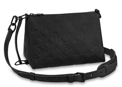 Pre-owned Louis Vuitton Men's  Triangle Messenger Monogram Taurillon In Black