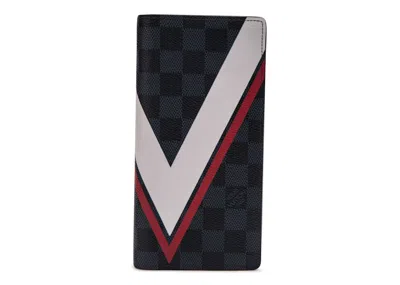 Pre-owned Louis Vuitton Men's  Wallet Organizer Damier Cobalt 2017 America's Cup Brazza In Black