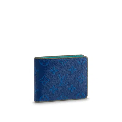 Pre-owned Louis Vuitton Men's  Wallet Slender Monogram Pacific Outdoor In Blue