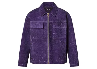 Pre-owned Louis Vuitton Men's  Workwear Monogram Embossed Suede Jacket In Violet In Purple