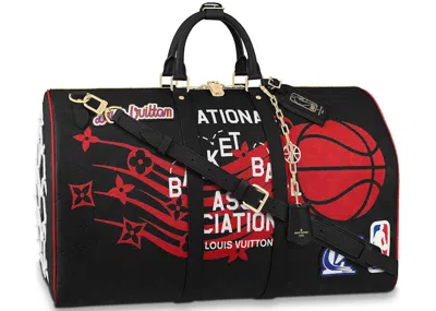 Pre-owned Louis Vuitton Men's  X Nba Hero Jacket Leather Keepall 55 Monogram In Black