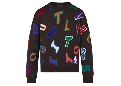 Pre-owned Louis Vuitton Men's  X Nba Letters Crewneck Sweatshirt In Brown
