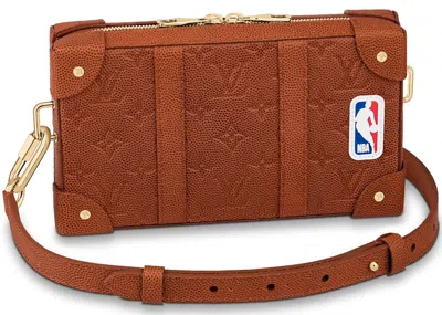 Pre-owned Louis Vuitton Men's  X Nba Soft Trunk Wallet Ball Grain Leather In Brown