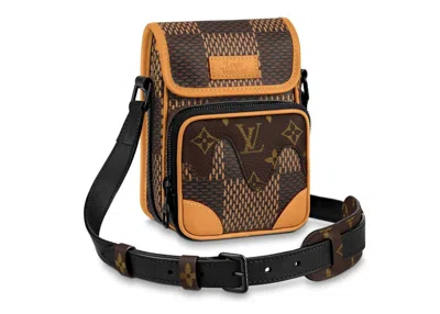 Pre-owned Louis Vuitton Men's  X Nigo Amazone Messenger Damier Ebene Giant Nano In Brown