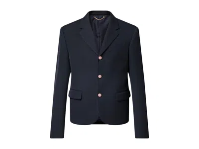 Pre-owned Louis Vuitton Men's  X Nigo Cropped Classic Singlebreasted Jacket In Deep Navy Blue