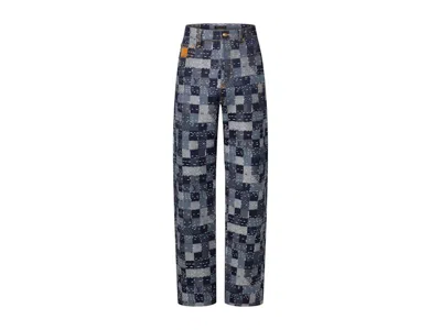 Pre-owned Louis Vuitton Men's  X Nigo Damier Denim Skate Pants In Indigo In Purple