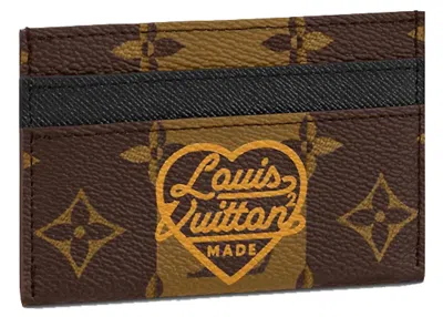 Pre-owned Louis Vuitton Men's  X Nigo Double Card Holder Monogram Stripes In Brown