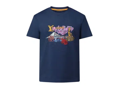 Pre-owned Louis Vuitton Men's  X Nigo Embroidered T-shirt In Deep Navy Blue