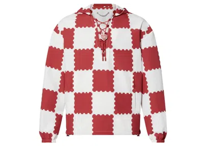 Pre-owned Louis Vuitton Men's  X Nigo Giant Damier Laces Windbreaker In Garnet Red