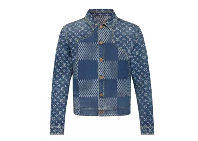 Pre-owned Louis Vuitton Men's  X Nigo Giant Damier Waves Mngm Denim Jacket In Indigo In Purple