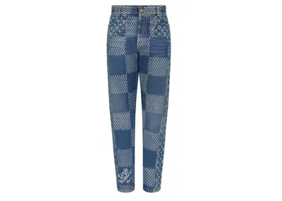 Pre-owned Louis Vuitton Men's  X Nigo Giant Damier Waves Mngm Denim Pants In Indigo
