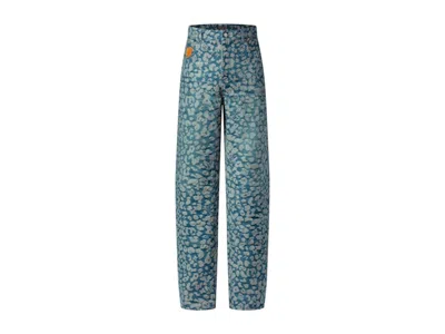 Pre-owned Louis Vuitton Men's  X Nigo Jacquard Workwear Denim Pants In Light Blue