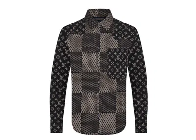Pre-owned Louis Vuitton Men's  X Nigo Mngm Waves Giant Damier Flannel Shirt In Charbon
