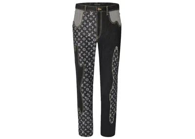 Pre-owned Louis Vuitton Men's  X Nigo Monogram Crazy Denim Pants In Black