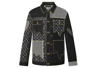 Pre-owned Louis Vuitton Men's  X Nigo Monogram Crazy Denim Workwear Jacket In Black