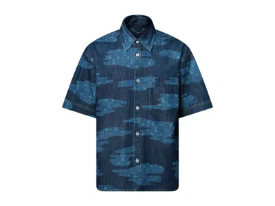 Pre-owned Louis Vuitton Men's  X Nigo Monogram Shortsleeved Chambray Shirt In Indigo In Purple