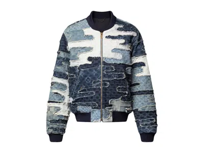 Pre-owned Louis Vuitton Men's  X Nigo Patchwork Denim Bomber Jacket In Indigo In Purple
