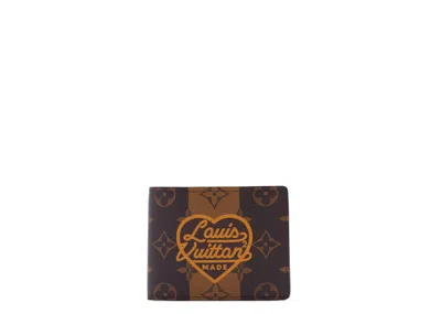 Pre-owned Louis Vuitton Men's  X Nigo Ple Wallet Monogram Stripes In Brown