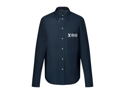 Pre-owned Louis Vuitton Men's  X Nigo Printed Signature Longsleeved Shirt In Deep Navy Blue