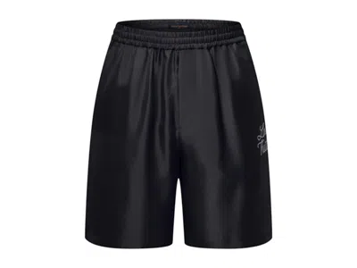 Pre-owned Louis Vuitton Men's  X Nigo Printed Signature Silk Shorts In Black