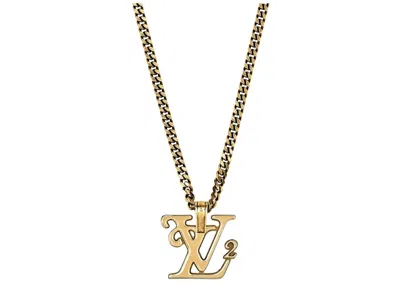 Pre-owned Louis Vuitton Men's  X Nigo Squared Necklace In Gold