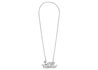 Pre-owned Louis Vuitton Men's  X Nigo Squared Strass Necklace In Silver