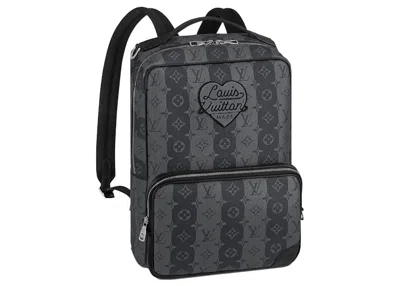 Pre-owned Louis Vuitton Men's  X Nigo Utilitary Backpack Monogram Stripes In Eclipse In Black