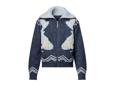 Pre-owned Louis Vuitton Men's  X Nigo Zippered Knitted Jacket In Deep Navy Blue