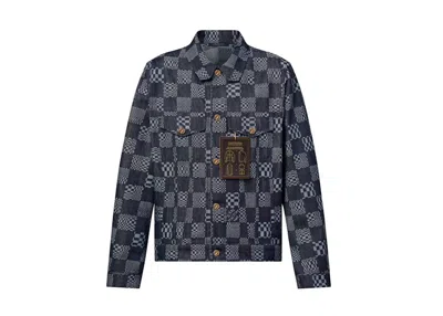 Pre-owned Louis Vuitton Men's  X Something In The Water Va Is For Lovers Embroidered Jacket In Blue Denim