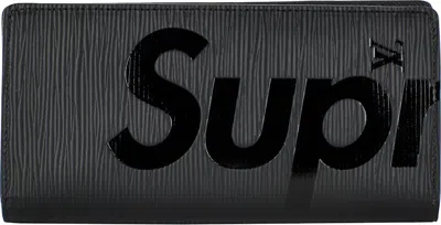 Pre-owned Louis Vuitton Men's  X Supreme Brazza Wallet Epi Black In Multi