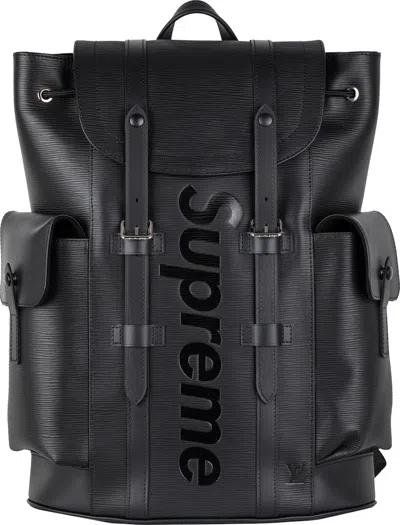 Pre-owned Louis Vuitton Men's  X Supreme Christopher Backpack Epi Pm Black