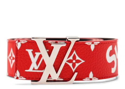 Pre-owned Louis Vuitton Men's  X Supreme Initiales Belt 40 Mm Monogram Red