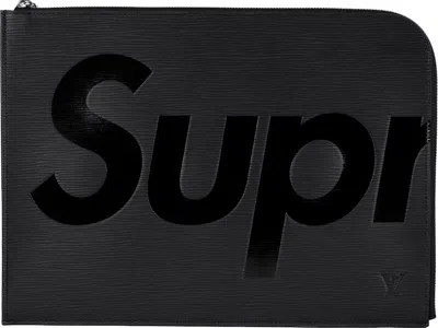 Pre-owned Louis Vuitton Men's  X Supreme Pochette Jour Epi Gm Black