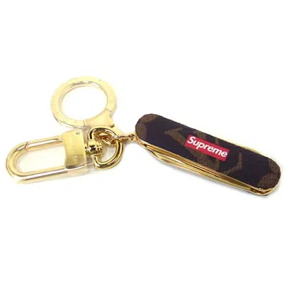Pre-owned Louis Vuitton Men's  X Supreme Pocket Knife Key Chain In Brown